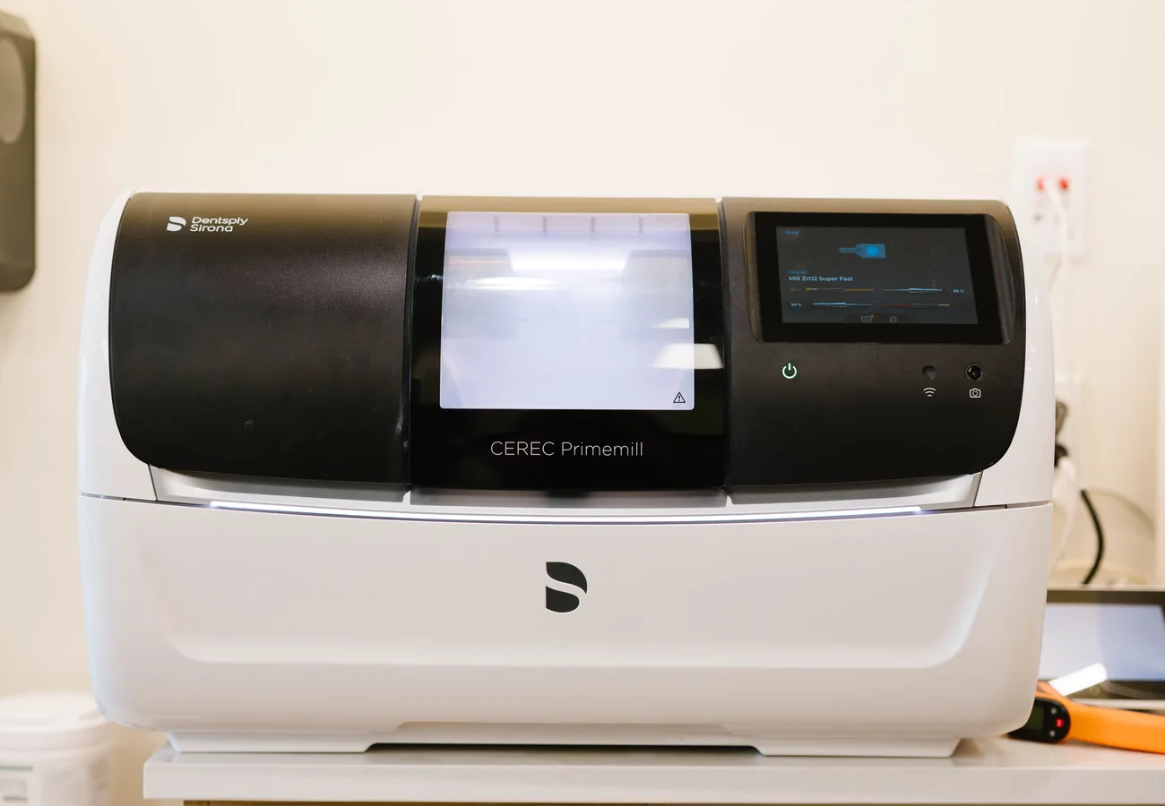 CEREC Primemill same-day crown milling machine at CrossPointe Dental
